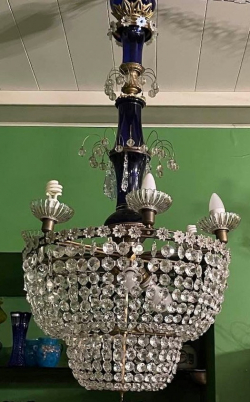 Хрустальная люстра с кобальтом